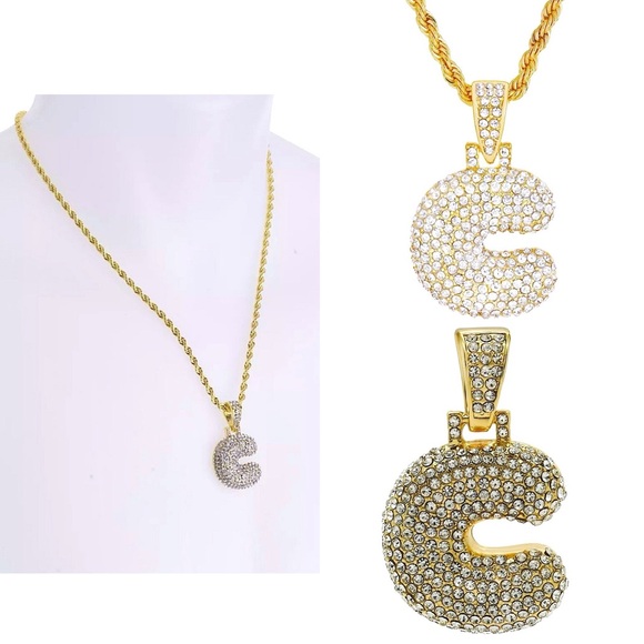 ☃️BOGO50%☃️🆕✨SILVER C✨BUBBLE LETTER INITIAL NECKLACE - Picture 11 of 13